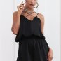 Sexy satin elegant jumpsuit romper Summer casual party club jumpsuit Women black playsuit overalls f