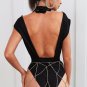 Slim eyelash lace halter v neck sexy bodysuit Sleeveless elegant jumpsuit romper Party backless top 
