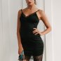 Sexy sleeveless elegant satin dress women Lace evening party dress sundress Summer dress short dress