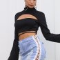 Washed denim side lace up women skirt Hollow out fashion pencil skirt Short streetwear casual mini d