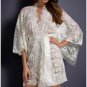 Summer Style White Belted Sexy Lace Robe For Women Kimono Lingerie Nightwear Open Front Bathrobe Wom