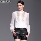 Piece Shirt Slim Embroidery Women\'s Demi-Season Fashion Casual Shirt 2016 Autumn and Spring Hollow 