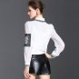 New Spring Summer Casual Full Sleeve Button Solid embroidery Stand Women\'s Shirt White Black Size S