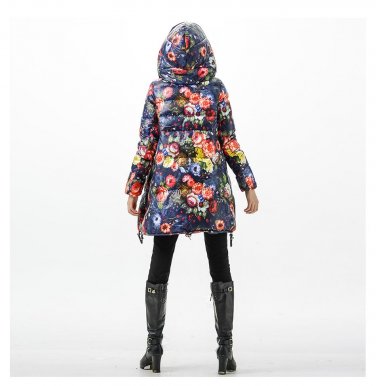 Women Down Coats CLJ Jackets Fashion Female Parka Secret Garden Oil Painting Flower Long Outwear Wom