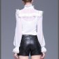 New Body suit autumn Blouse Shirt perspectivity basic shirt embroidery lace long-sleeve shirt chiffo