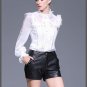New Body suit autumn Blouse Shirt perspectivity basic shirt embroidery lace long-sleeve shirt chiffo