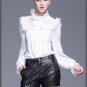 New Body suit autumn Blouse Shirt perspectivity basic shirt embroidery lace long-sleeve shirt chiffo