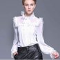 New Body suit autumn Blouse Shirt perspectivity basic shirt embroidery lace long-sleeve shirt chiffo