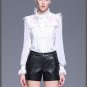New Body suit autumn Blouse Shirt perspectivity basic shirt embroidery lace long-sleeve shirt chiffo