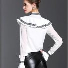 Silk Blouse Winter Fashion Thin Silk Body Shirt Ruffle Collar Lace One Piece Female Spring Petal Sol