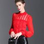 High Quality Blouse 2017 Spring New Brand Office Lady Tops Novelty Hollow Out Silk Shirt Women\'s Sl