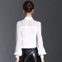 High Quality Blouse 2017 Spring New Brand Office Lady Tops Novelty Hollow Out Silk Shirt Women\'s Sl