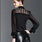 High Quality Blouse 2017 Spring New Brand Office Lady Tops Novelty Hollow Out Silk Shirt Women\'s Sl