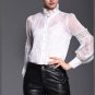 Band Lantern Floral Bow Blouse Commercial 2017 Slim Shirt White Female Elegant Embroidery Slim Black