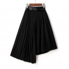 irregular long pleated skirts patchwork casual maxi skirt asymmetrical summer elegant Loose skirts w