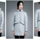 rand down jacket  womens faux two piece patchwork wide-waisted long-sleeve stand collar thin down co
