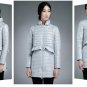 rand down jacket  womens faux two piece patchwork wide-waisted long-sleeve stand collar thin down co