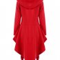 Vintage Women Christmas Red Winter Wool Blend Gothic Trench Coat Women Hooded Jacket Coat Long Sleev