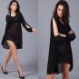 Summer Beach Dress Women Solid White Black Blue Chiffon Loose Hollow Out Mini Sheer Sexy Dresses Lad