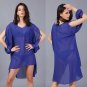 Summer Beach Dress Women Solid White Black Blue Chiffon Loose Hollow Out Mini Sheer Sexy Dresses Lad