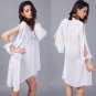 Summer Beach Dress Women Solid White Black Blue Chiffon Loose Hollow Out Mini Sheer Sexy Dresses Lad