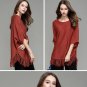 Half Batwing Sleeve Knit Long Pullover Sweater Women\'s Winter Solid Black Knitted Tassel Sweater Fe