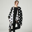 Black Knitted Cashmere Poncho Wrap Women Autumn Winter Dot Thicken Pashmina Scarf Ponchos and Capes 