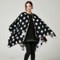 Black Knitted Cashmere Poncho Wrap Women Autumn Winter Dot Thicken Pashmina Scarf Ponchos and Capes 