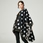 Black Knitted Cashmere Poncho Wrap Women Autumn Winter Dot Thicken Pashmina Scarf Ponchos and Capes 