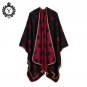Black Knitted Cashmere Poncho Wrap Women Autumn Winter Dot Thicken Pashmina Scarf Ponchos and Capes
