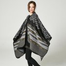 Striped Square Scarves Geometric Imitate Cashmere Pashmina Ponchos and Capes Women Winter Shawls and