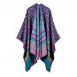 Striped Square Scarves Geometric Imitate Cashmere Pashmina Ponchos and Capes Women Winter Shawls and