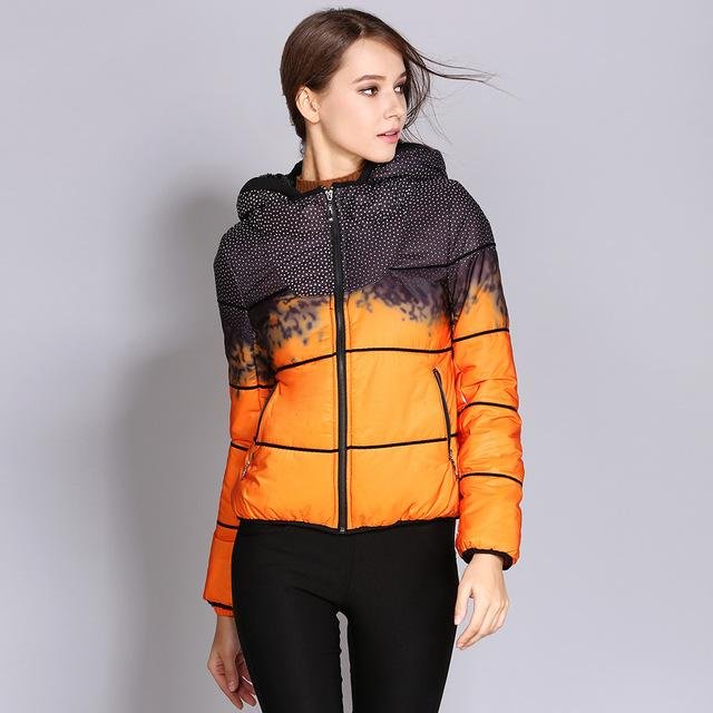 Ukraine Winter Jackets Women 2017 Short Printed Down Coat Female Warm Hood Slim Woman Parka Jacket C