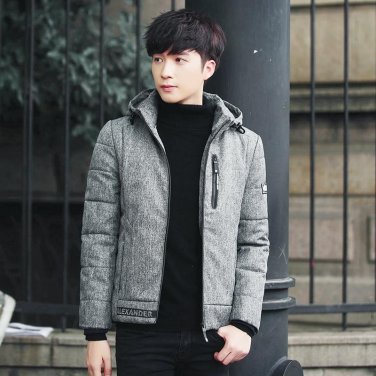 2017 New Mens Cotton Jacket Winter Warm Padded Jacket Hooded Casual Coat Parka Warm Overcoat Outwear