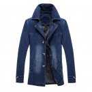 New men\'s Denim Trench 2017 Spring Fashion High Quality Denim Trench Coat Men male cowboy windbreak