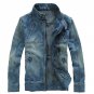 2017 New Autumn Mens Denim Jacket Coat Single Breasted Loose Fit Light Blue Men Outerwear Fashion Sl