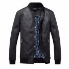 2018 Fashion Bomber Jacket Men Stand Collar Faux Leather Male PU Leather Jacket Motorcycle Jacket Me