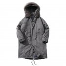 2017  Men\'s Parkas Cotton Jacket Male Casual Long Slim Fit With Hooded Mens Coats Solid Color Windb