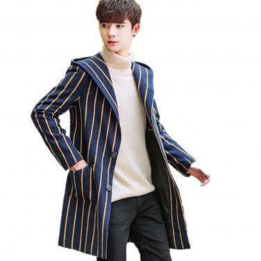 Men\'s Jacket 2017 New Arrival Autumn/ Winter Full Sleeves Single breasted Men\'s Casual  Stripe Hoo