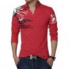2017 New Fashion Brand Trend Print Slim Fit Long Sleeve polo Shirt Men Tee V-Neck Casual Men  Cotton