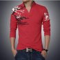 2017 New Fashion Brand Trend Print Slim Fit Long Sleeve polo Shirt Men Tee V-Neck Casual Men Cotton