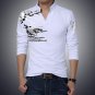 2017 New Fashion Brand Trend Print Slim Fit Long Sleeve polo Shirt Men Tee V-Neck Casual Men Cotton