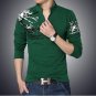 2017 New Fashion Brand Trend Print Slim Fit Long Sleeve polo Shirt Men Tee V-Neck Casual Men Cotton