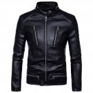 Mens Bomber Jackets Fashion Men Faux Leather Coat Zipper Overcoat Motor Jacket Motorcycle Bikers Pun