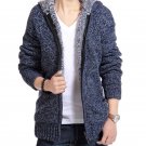 Jacket Men 2017 Thick Velvet Cotton Hooded Fur Jacket Mens Winter Padded Knitted all-match Casual Sw