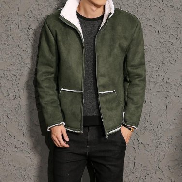 2017 new mens clothing coat lambs wool woolen jacket collar male fashion classic outwear winter Wool