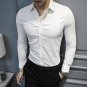 Hot sale 2017 New Men\'s Long-sleeved Shirt Fashion Casual Men Slim Business Solid Color Shirt Brand
