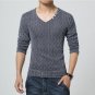 New Arrive Mens Fashion 2015 V-Neck Slim Fit Long Sleeve Mens Clothing Reticular Casual Tee Shirt H
