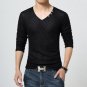 New Arrive Mens Fashion 2015 V-Neck Slim Fit Long Sleeve Mens Clothing Reticular Casual Tee Shirt H