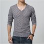 New Arrive Mens Fashion 2015 V-Neck Slim Fit Long Sleeve Mens Clothing Reticular Casual Tee Shirt H